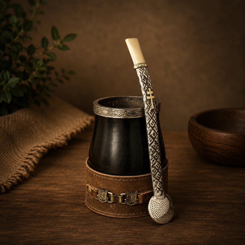 Kit de cuia, bomba e erva mate premium da Mateio